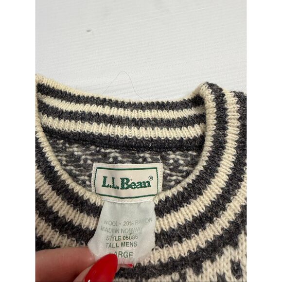 L.L. Bean Vintage Norway Birdseye Heavy Fisherman Sweater Men’s Size Large Tall - Picture 7 of 16